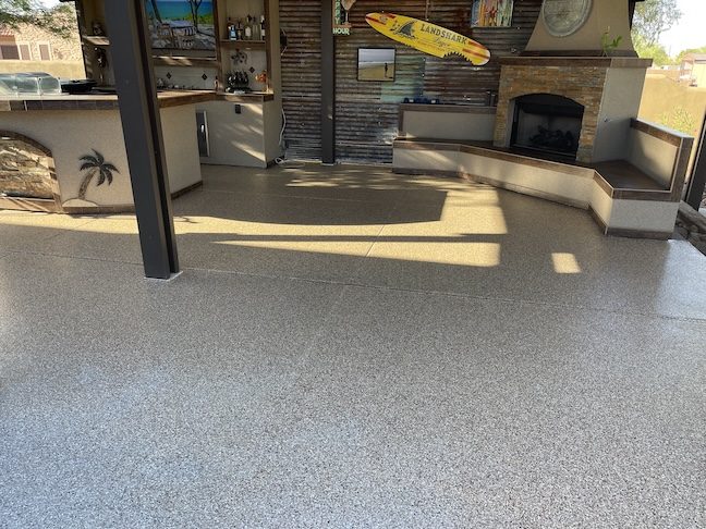 Outdoor living space polyaspartic patio coating — East Valley, AZ