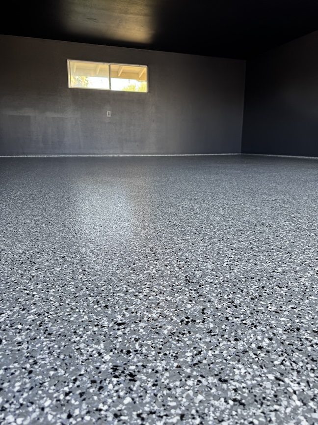 Dark premium polyaspartic garage floor coating — East Valley, AZ