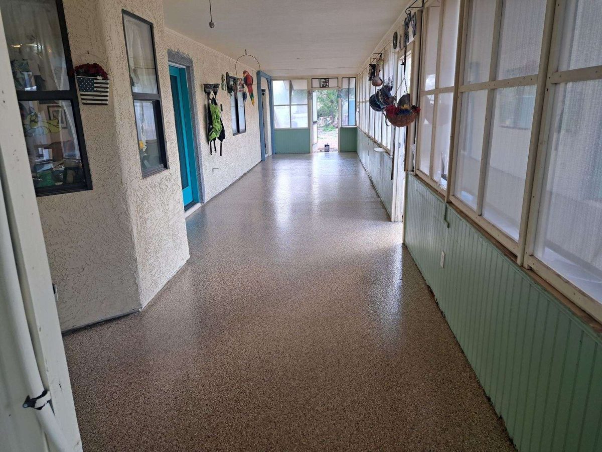 Sunroom and covered walkway polyaspartic floor coating — East Valley, AZ